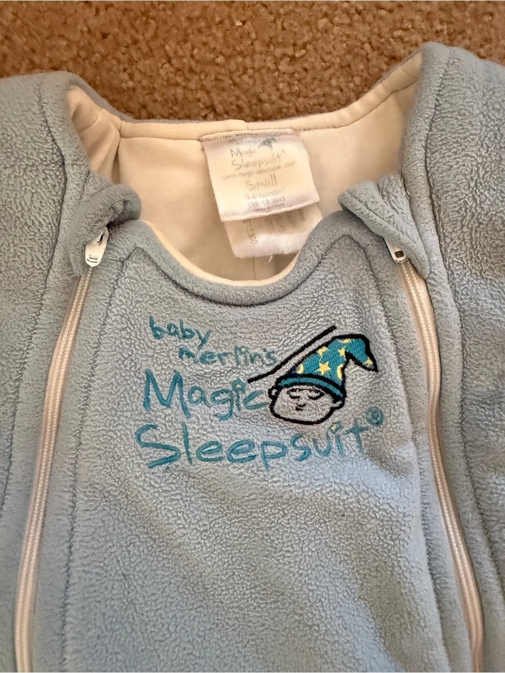 Magic Merlin Light Blue Fleece Baby Sleepsuit